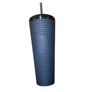 Starbucks 2023 Blue Matte Subzero Gridded Venti Tumbler and Straw - 24 oz